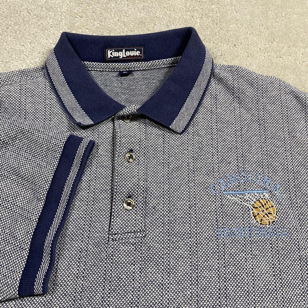 VTG Carolina Polo Shirt Mens XL Blue NCAA Basketball King Louie USA 90s UNC